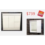 900mm Free Standing Vanity with 700mm Mirror Cabinet Combo Deal